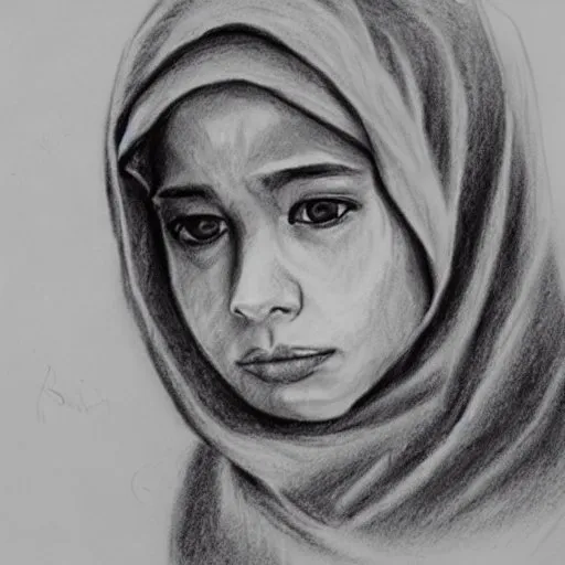 a drawign of a hijabi young woman